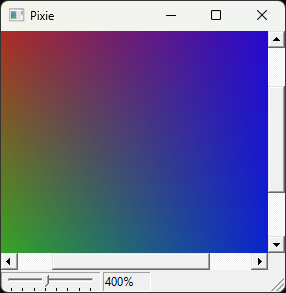 A demo program in Windows 11, containing scrollbars reminiscent of Windows 9x.